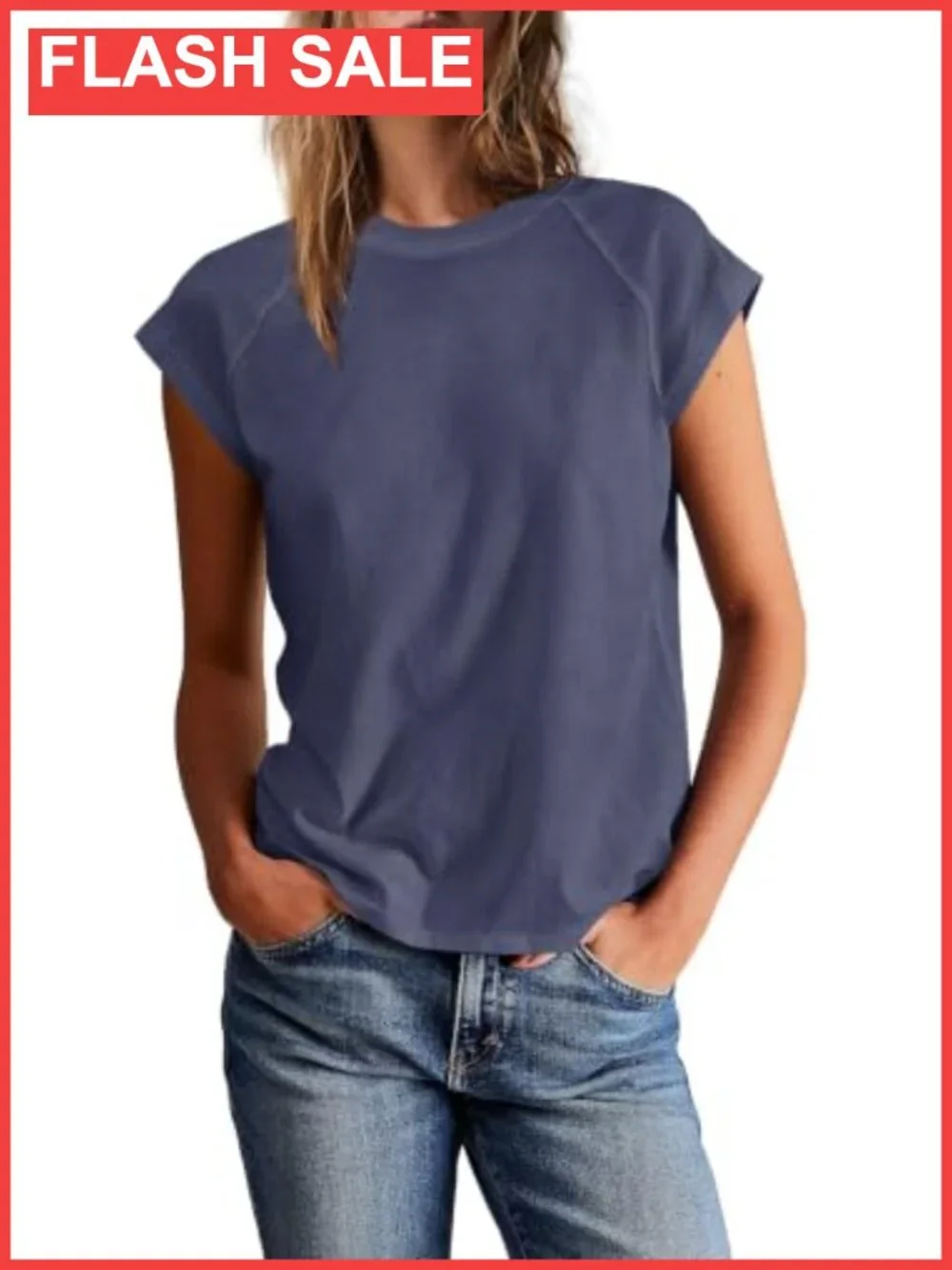 Womens Crewneck Cap Sleeve T-Shirt Soft Stretchy Summer Basic Tee Casual Top